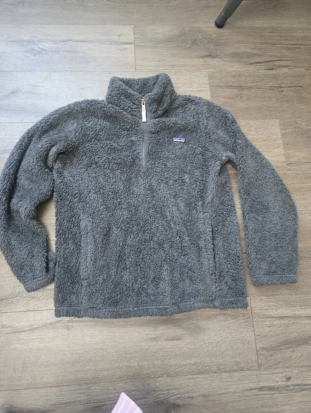 Patagonia Los Gatos 1/4 zip pullover gray high-pile fleece Slouchy Fit Girls XL